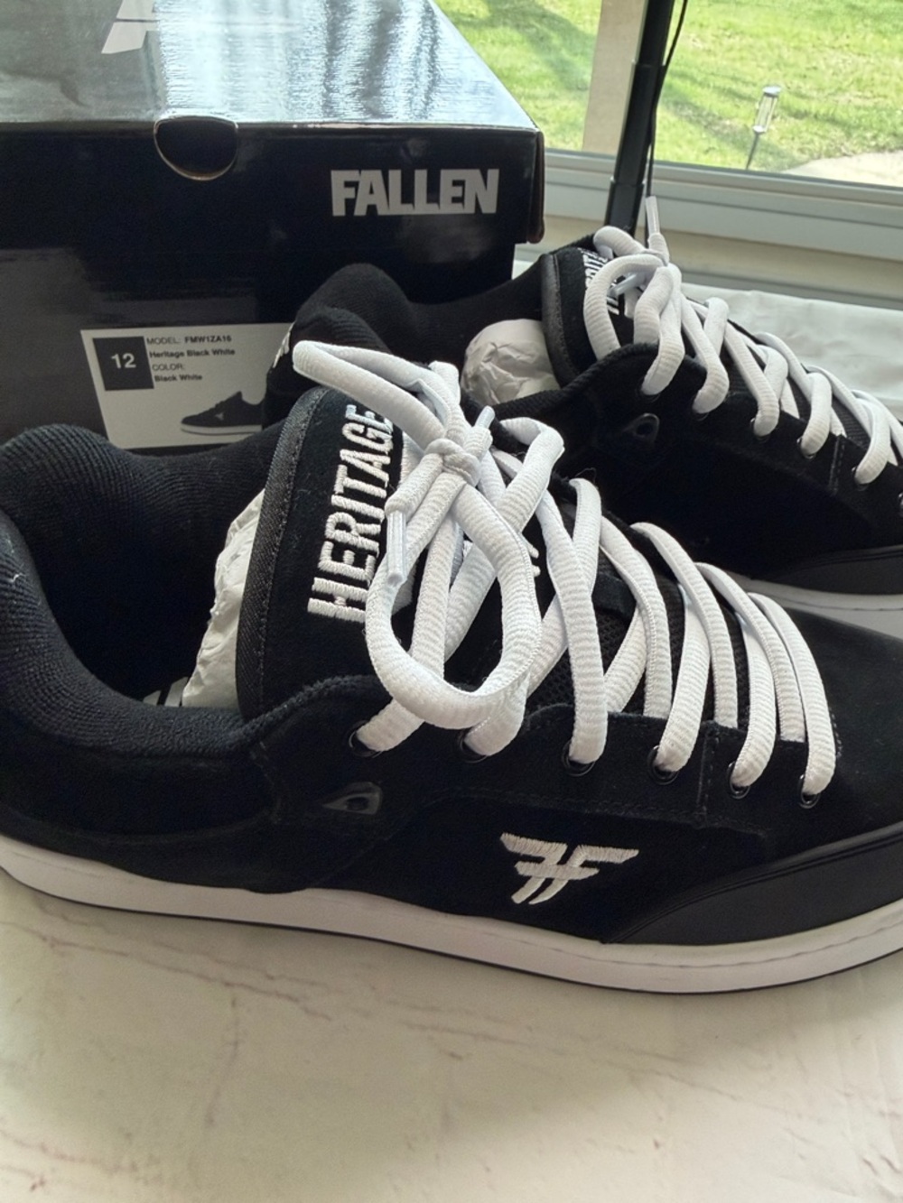Heritage Black and White Men's Low-Top Sneakers - Picture 2 of 5